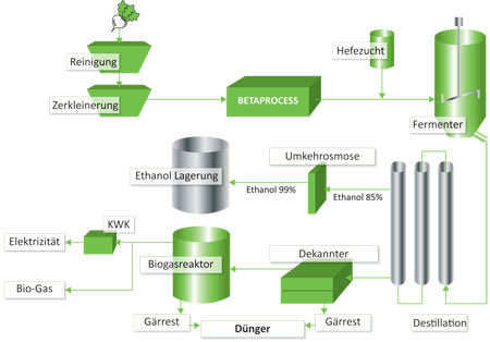 Plaats van Betaprocess in het productieproces