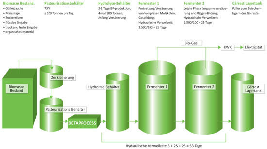Betaprocess bio-gas