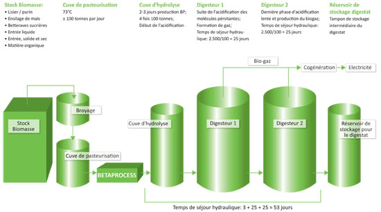 Betaprocess voor bio-gas